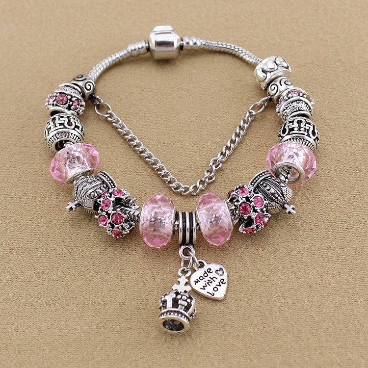 

New Charm Emperor Pendant Bracelet for Pandora Silver Plated DIY Crystal Beaded Bracelet Women's Birthday Gift with Box
