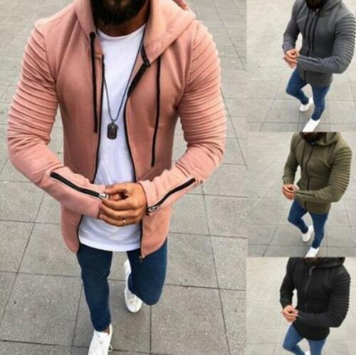 

Mens Hooded Army Green Hooded Casual Coats Tops Zip Hot Jacket A10, Black