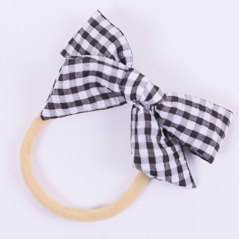 

1pcs New Fashion Baby Girls Stretchy Plaid Bows Nylon Headbands Handmade Knot Bows Elastic Seamless Toddlers Hairbands, Purple