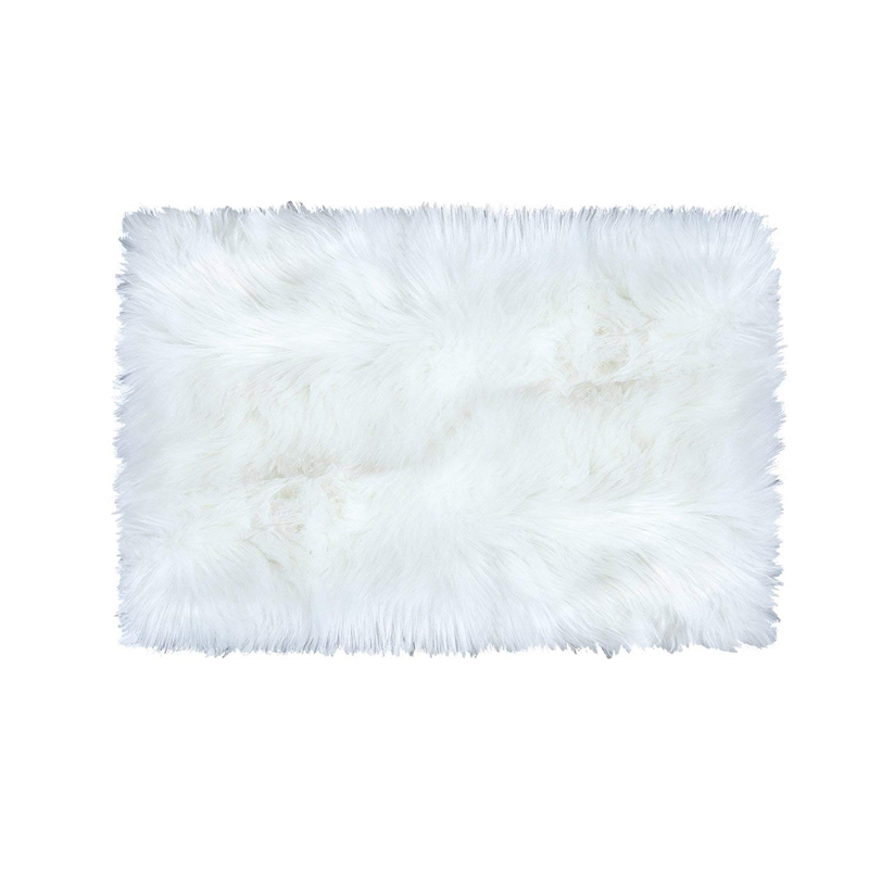 

Super Soft Faux Fur Sheepskin Area Rug Shaggy Silky Plush Carpet White Faux Fur Rug for Bedroom Bedside Rugs Floor, 2ft x 3ft