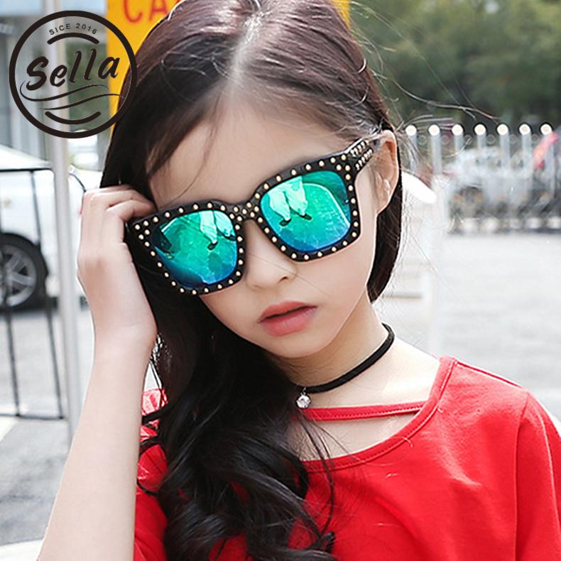 Sella Mode Style Européen Carré Nail Décoration Enfant Lunettes De Soleil Mignon Bébé D'été Lunettes Miroir Lentille Marque Designer VaokT