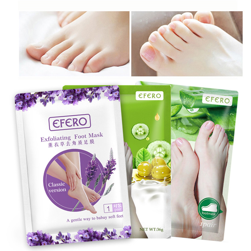 

EFERO Lavender Aloe Olive Foot Mask Remove The Skin Exfoliating Socks for Pedicure Socks Baby Feet Masks for Legs Cream