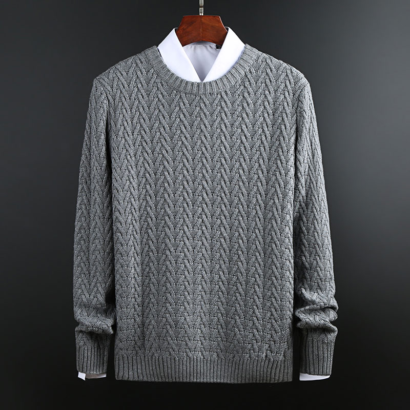 

New Fashion Brand Thick Sweaters Mens Pullovers Jacquard Slim Fit Jumpers Knit O-Neck Autumn Korean Style Casual Men Clothes, Black