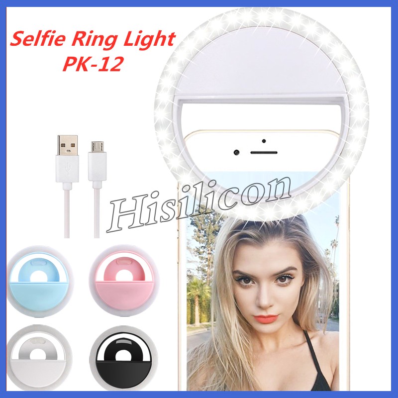 

Fasion Selfie LED Ring Light PK-12 Light Flash Lamp Camera Photography With USB Charging for IPhone Samsung HUAWEI +Retail Box