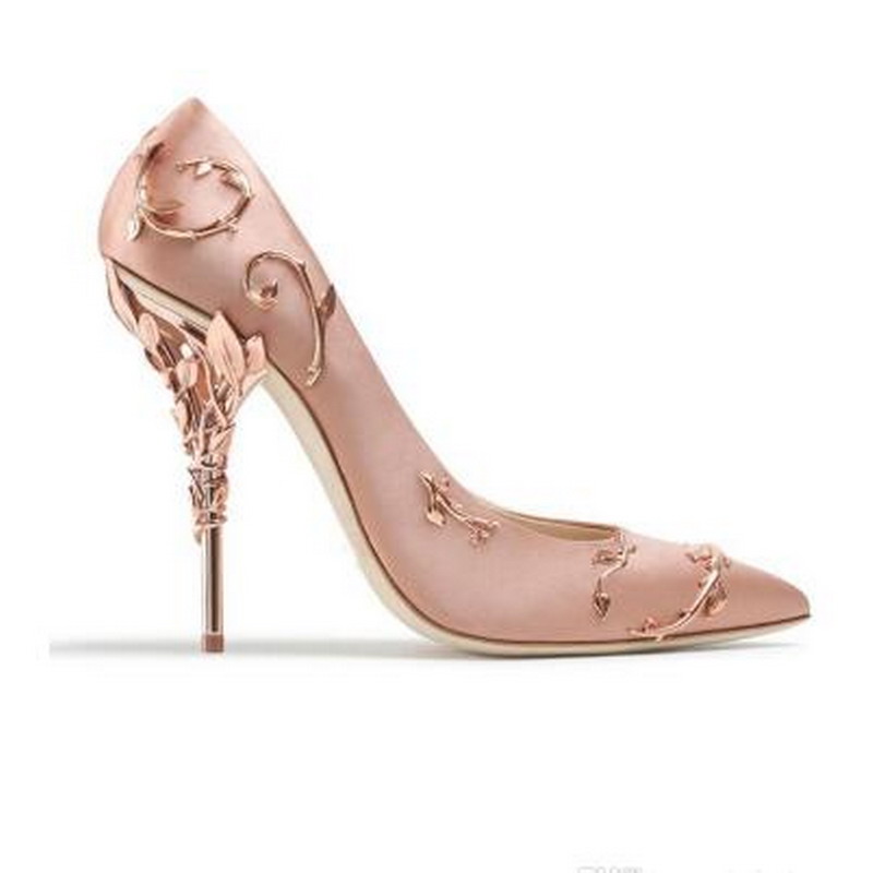 heels with metal flowers