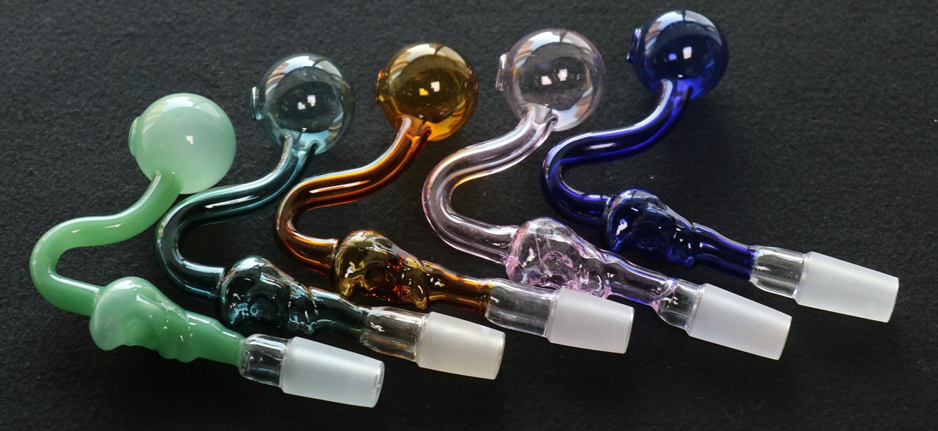 

5 pcs Glass Oil Burner Pipes With beautiful Logo Funny Hand Pipe Pyrex Oil Burner Glass Pipes Smoking Accessories