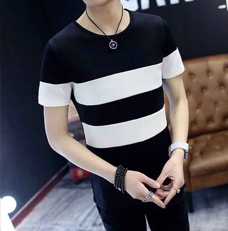 

Summer Short Sleeve T-shirt Men's Teenager Korean-style Two Sorts Crew Neck Base Shirt Men'S Wear, Two sorts black