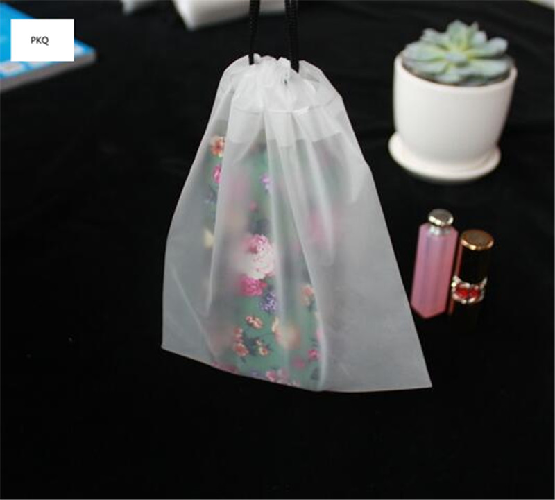 

10pcs EVA Frosted Clear Drawstring Clothes Storage Bag Small 16*20cm Transparent Matte Dust-proof Travel Organizer Pouch