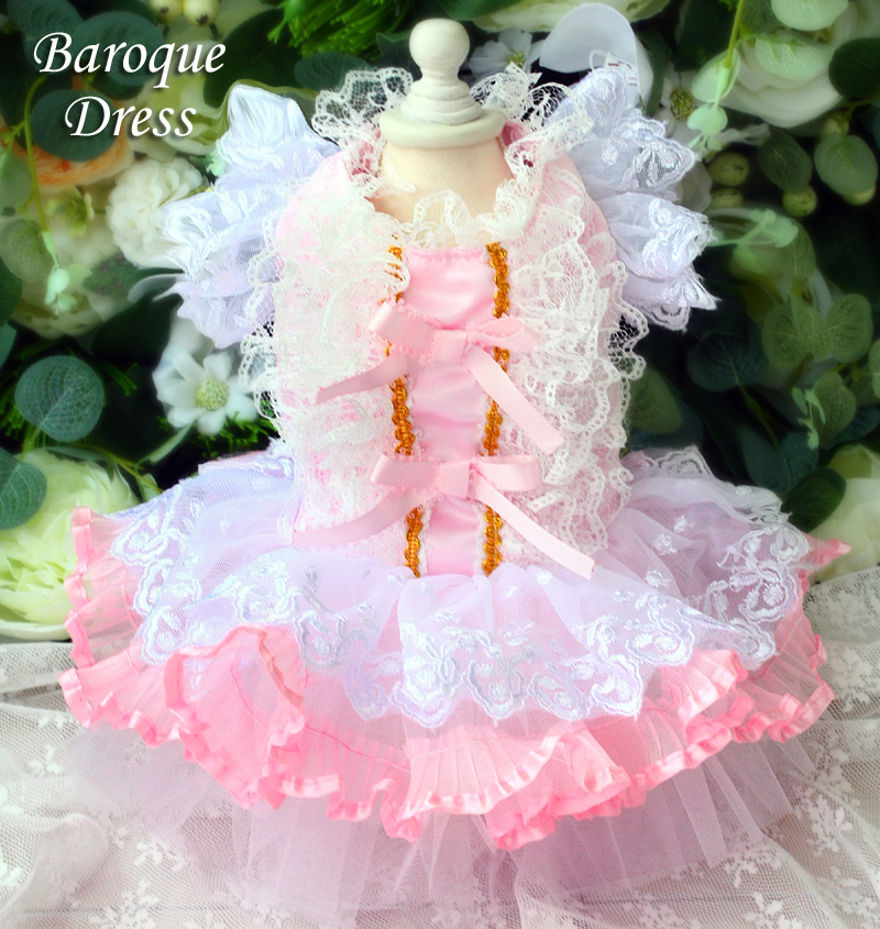 

handmade dog apparel dress european court style layers of soft lace yarn skirt clothes pet cat outfit poodle