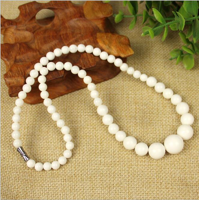 

Wholesale natural White Coral stone Round Gemstone Beads Necklace 18 "