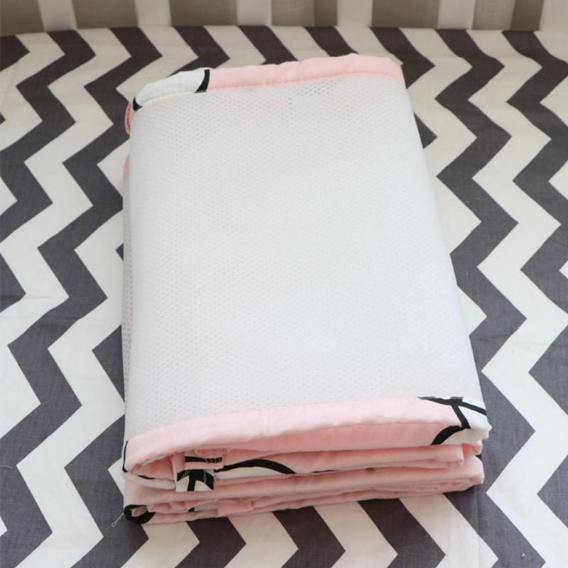 

Anti Collision Bed Around Universal Breathable Mesh Summer Nursery Newborn Baby Safety Protective Cot Bumper Crib Liner Washable, Pink