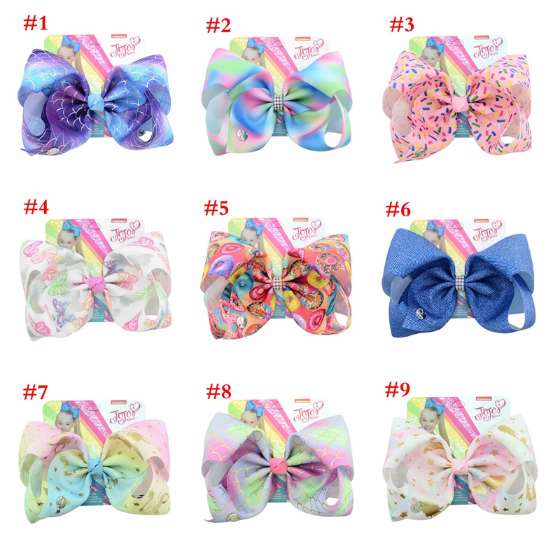 

BABY DESIGNER Jojo Siwa 15COLORS 8INCH Hair Bow Newly Arrived Fish Scales Tapered 8 INCH Large Bow Hairpin Children's Hairpin Jam, Slivery;white