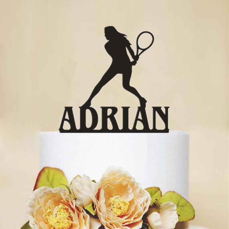 

Sport Theme Custom Name Tennis Cake Topper Personalized Birthday Party Cake Accessory Wooden Acrylic Birthday Decoration Supply