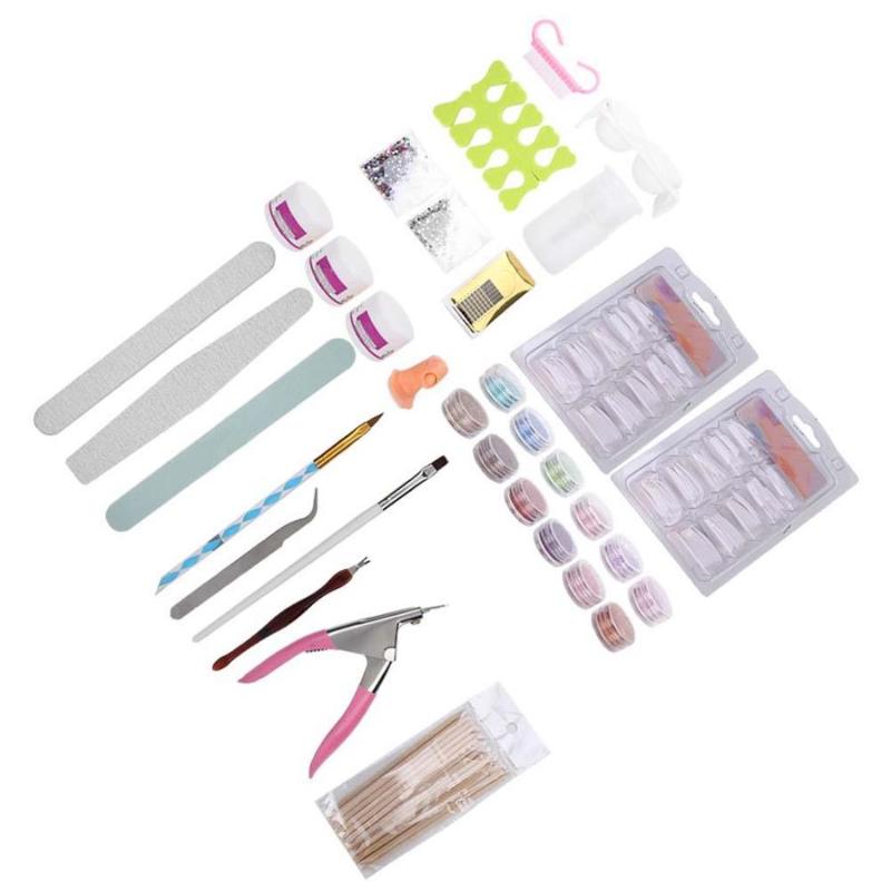 

Nail Extension Kit Nail Manicure Set Glitter Powder Tips Brush Art Tool Kit For Salon