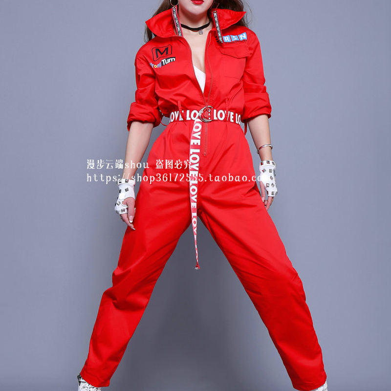 

Women Stage Performance Clothing Jazz Dance Red Bodysuit Costumes Lady Hip Hop Dancing Clothes Street Dances DWY100001
