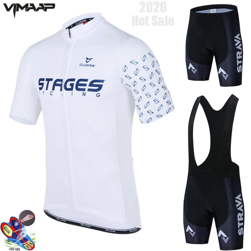 

2020 Team STRAVA White Cycling Clothing Bike Jersey Ropa Mens Bicycle Summer Pro Cycling Jerseys 19D Gel Pad Bike Shorts, Hot jersey