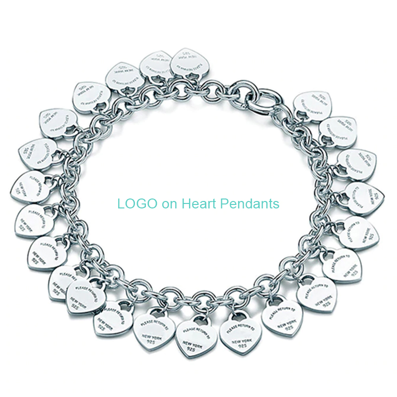 

Charm Bracelet Jewelry Women Love Classic Tag Full Heart Chain Pendants Bracelets for Woman Gift 925 Silver T fine Jewelry
