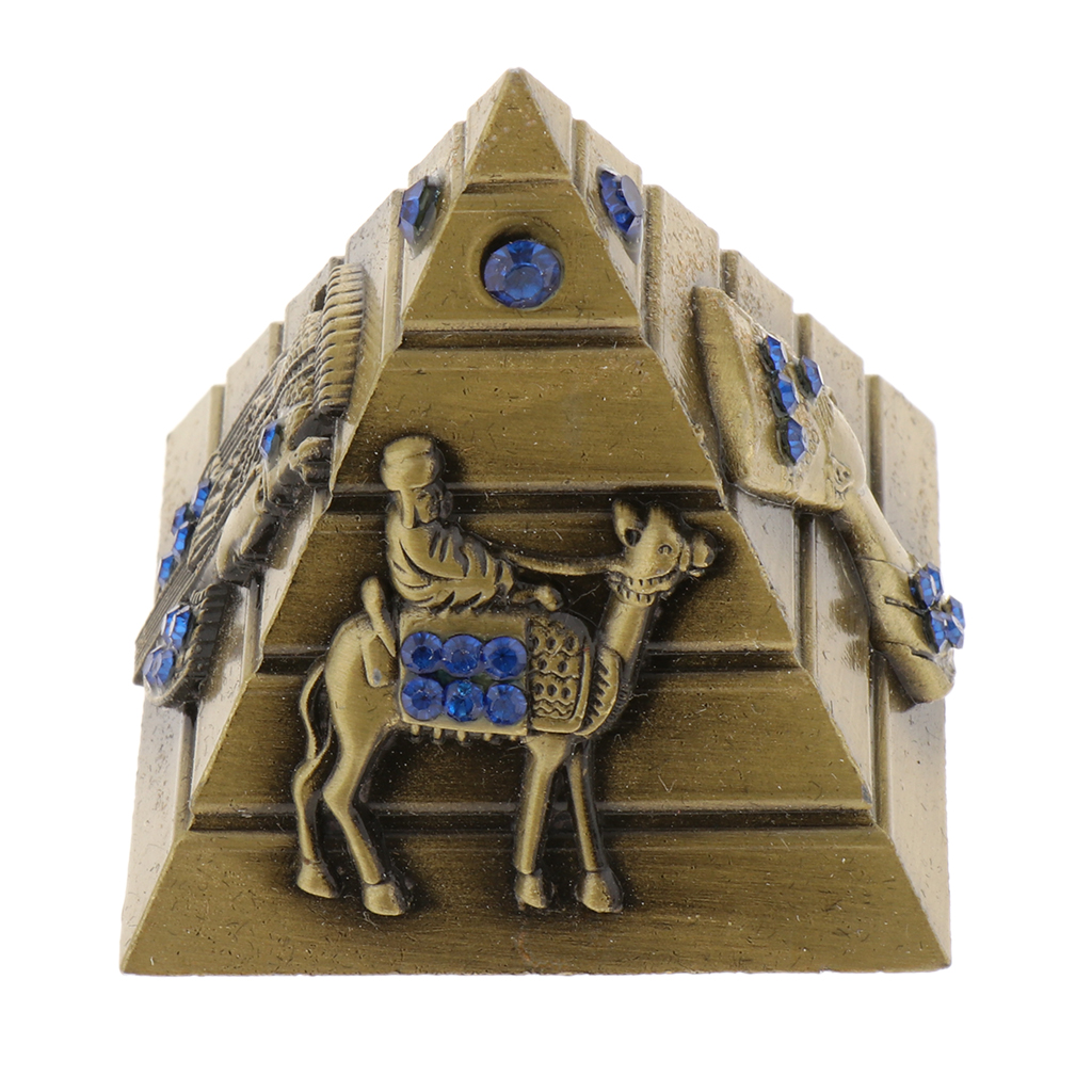 Vintage Metal Egyptian Pyramids Building Model Pyramid Statues Desktop Decoration Ornaments Travelling Souvenir-image-553001595