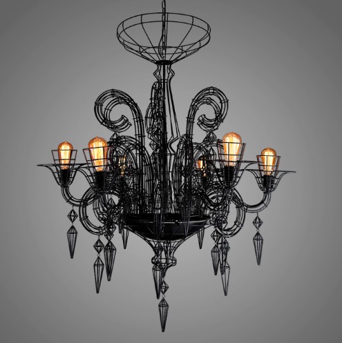 

New Creative Individualized Iron Pendant Lamps Wire Dropping Lantern Art Chandelier Restaurant Bar Cafe LLFA
