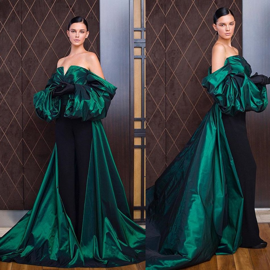 

Azzi Osta 2020 Jumpsuits Prom Dresses Ruffles Off The Shoulder Long Sleeve Women Formal Wear Evening Gowns Black Girl African vestido, Gold