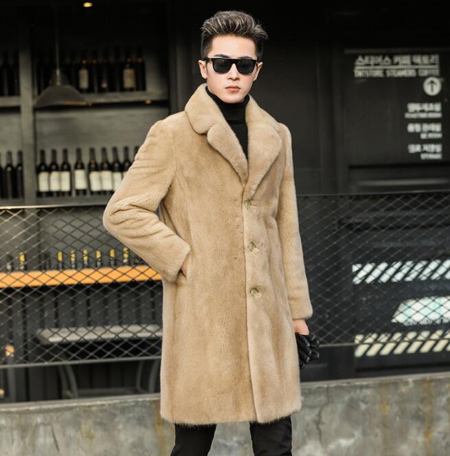 

Autumn faux mink leather jacket mens winter thicken warm fur leather coat men loose jackets jaqueta de couro suit collar B58, Khaki