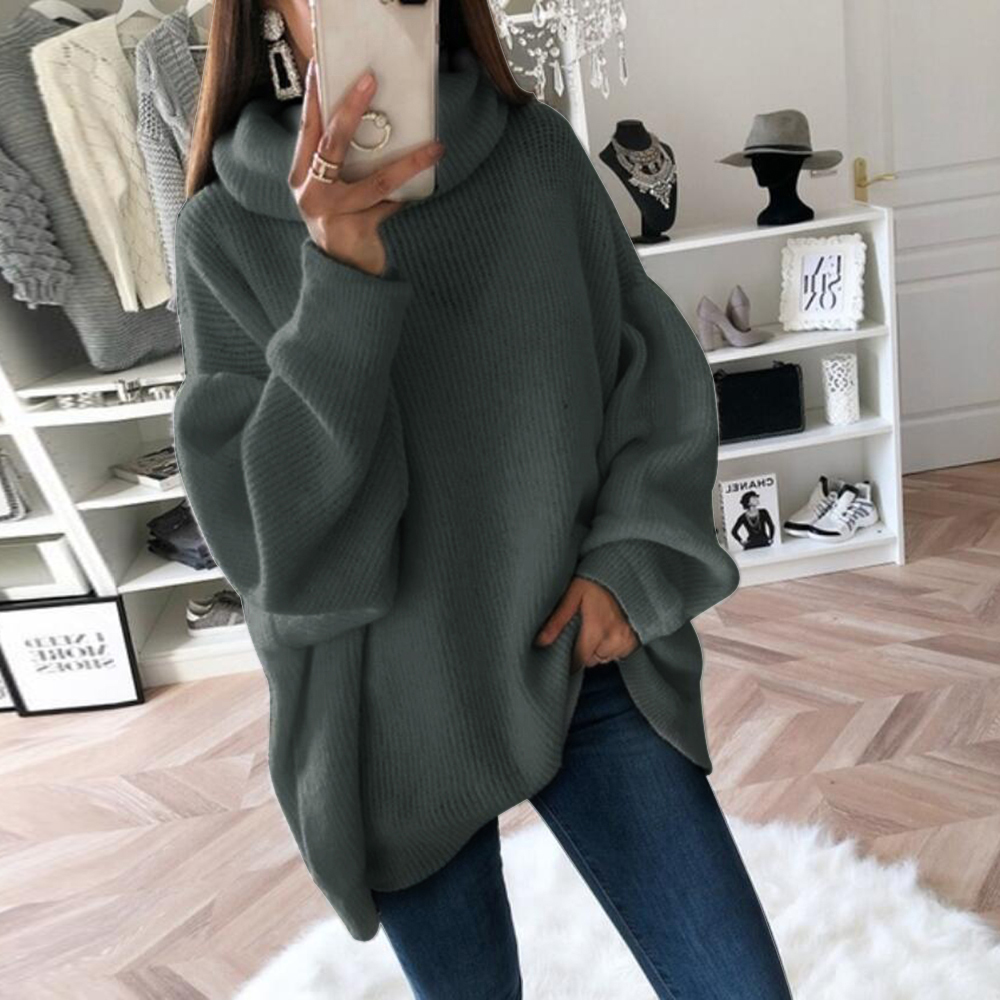 

Casual Loose Autumn Winter Turtleneck Sweater Women Solid Knitted Sweaters Warm Long Sleeve Pullover Sweater Black Pink, White
