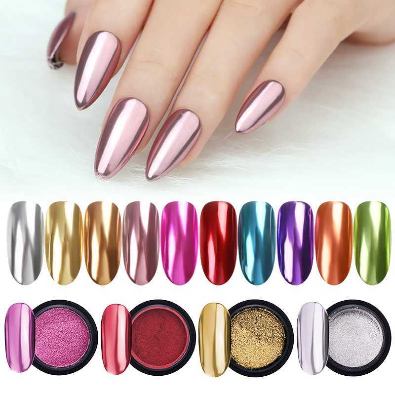 

Nail Mirror Glitter Powder Metallic Color Nail Art UV Gel Polishing Chrome Flakes Pigment Shinny Dust Decorations Manicure