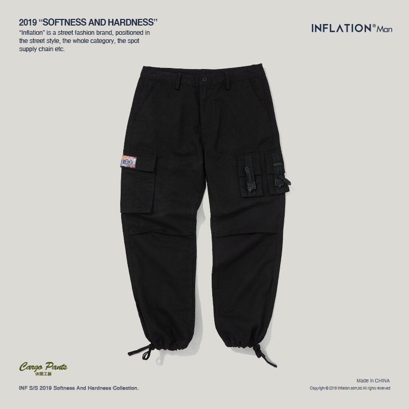

Ankle Tied Pants 2019 New Men Black Trousers Male Bound Feet Trousers Tops Ins Swag Work Pocket Leisure Pants 9304S, Gray