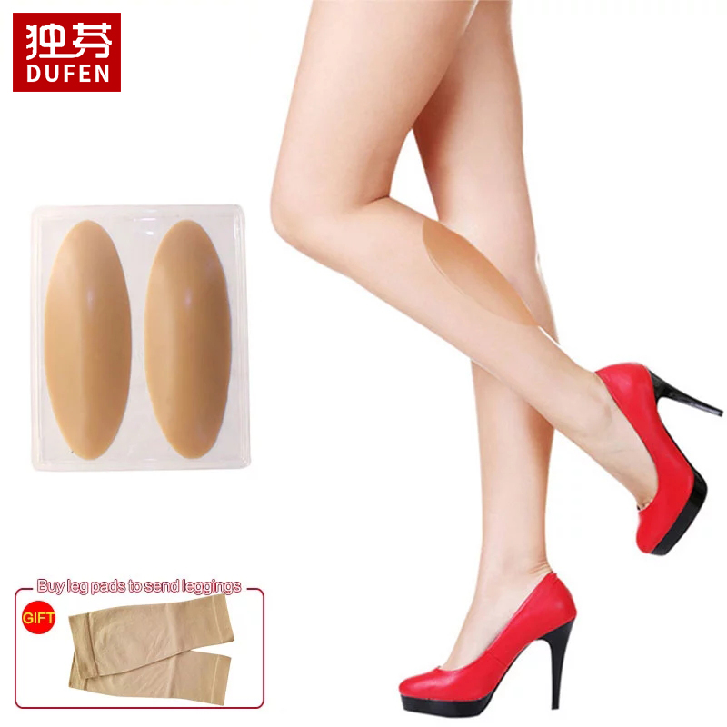 

300g Leg Correctors Silicone Leg Onlays Soft Self-Adhesive for Crooked or Thin Legs Includes Elastic Leggings, Black