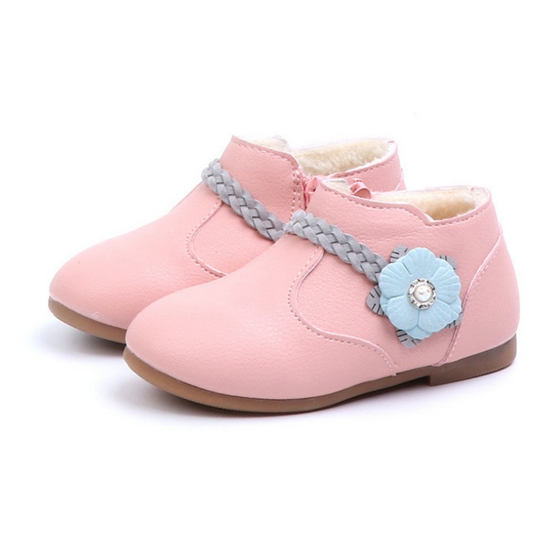 

Children Shoes Winter Kid Girls Flower Weave Princess Zip Student Boots Casual Shoes Girls Boots Children'S Pu Leather Boots