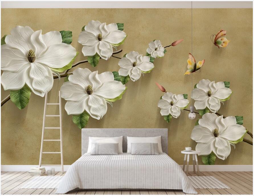 

3d wallpaer custom photo mural on the wall Embossed flower butterfly tv background 3d wall murals wallpaper for walls 3 d home decor, Non-woven wallpaper