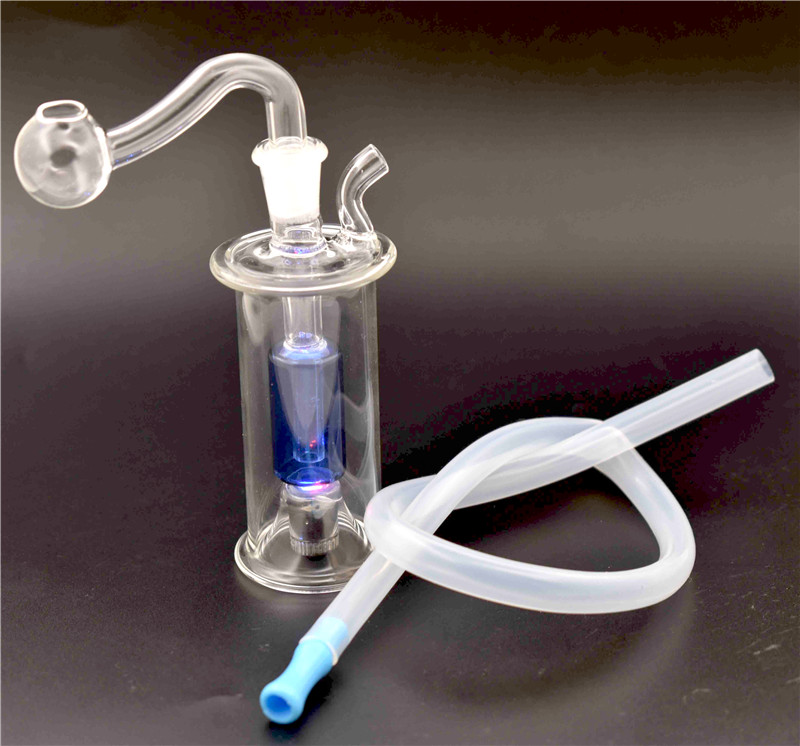 

Recycler Glass Bong LED Light Dab Oil Rig Water Pipes Bongs Inline Perc 10mm Mini Oil Burner Bongs with Glass Oil Burner Pipe and Hose