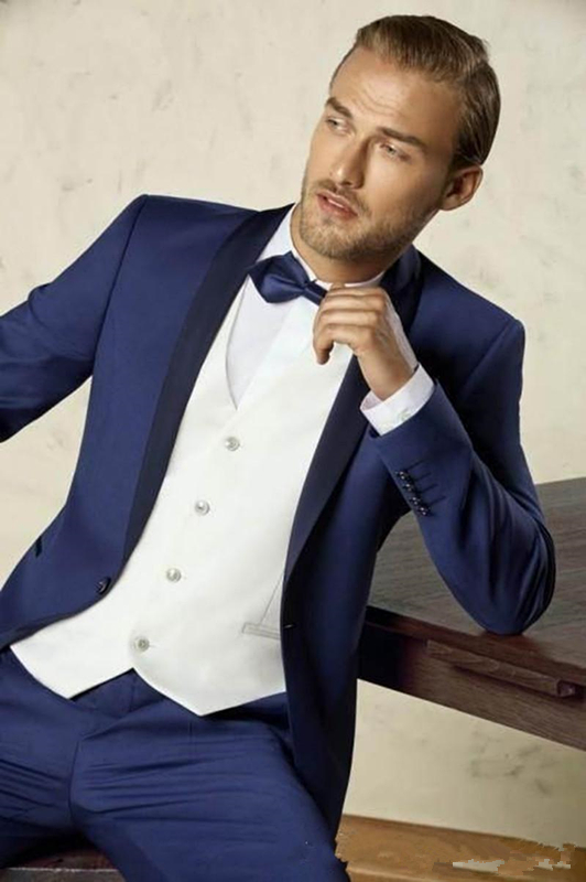 

New Arrival One Button Groomsmen Shawl Lapel Groom Tuxedos Men Suits Wedding/Prom Best Man Blazer ( Jacket+Pants+Vest+Tie)A128, Same as image