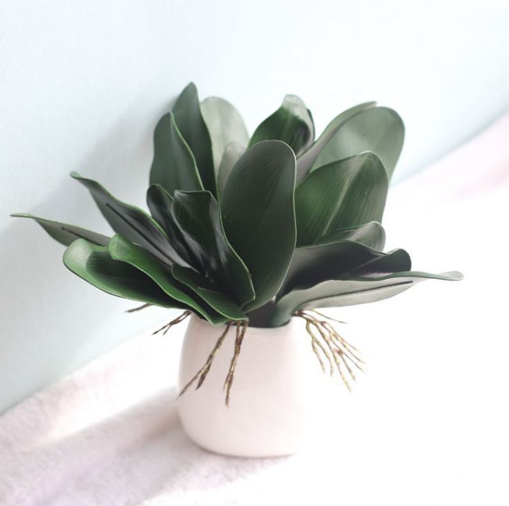 

K16238 High-grade Simulation Butterfly orchid leaves 27cm Bonsai Wedding Artificial Plants Valentine's Day Flower Christmas Decor, Green