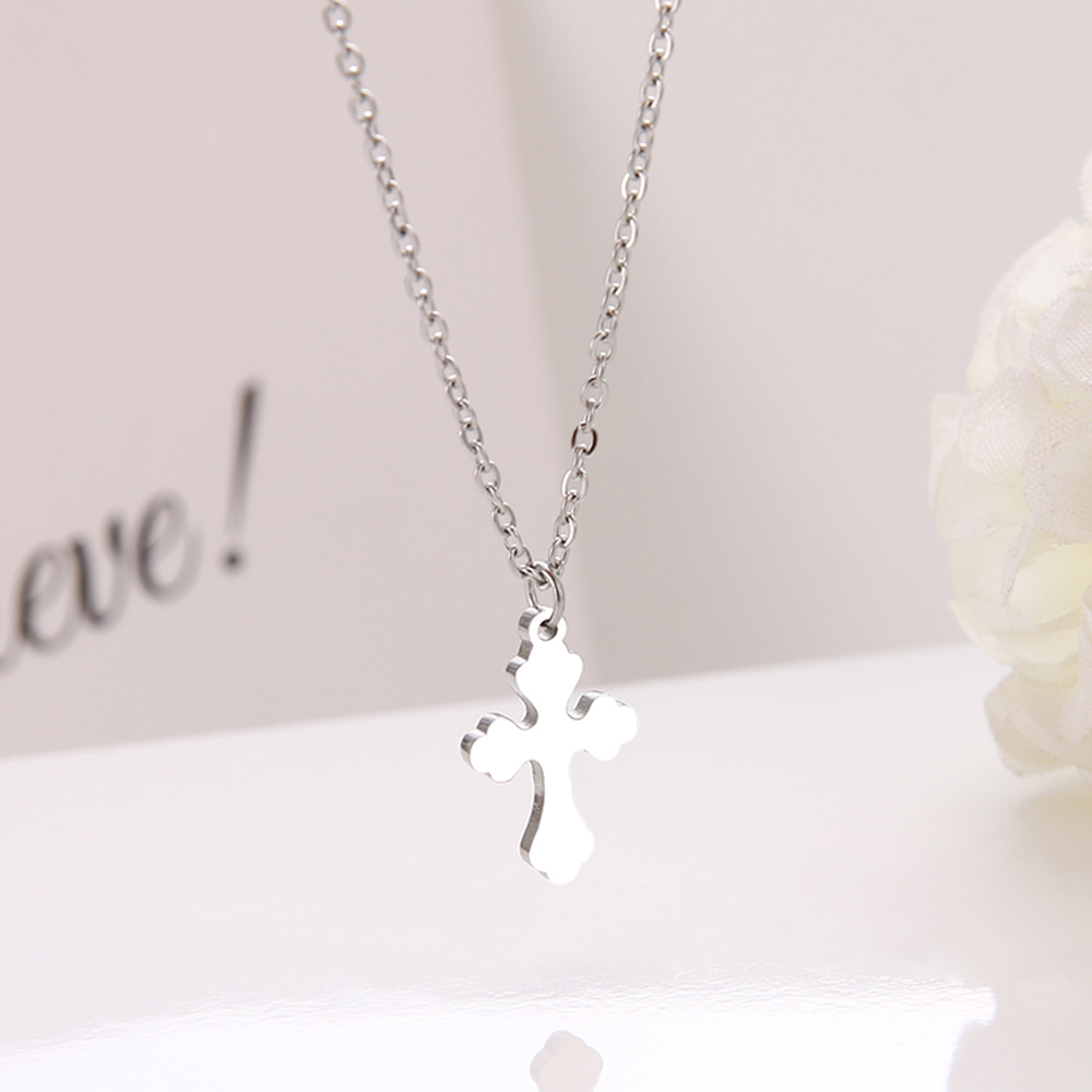 

New Arrival Top Quality Stainless Steel Necklace For Women Classic Cross Choker Chain Pendant Gold Necklaces Engagement Jewelry Party