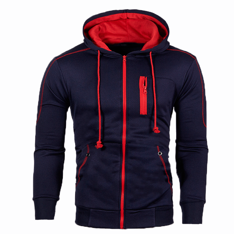 

Zipper Sweatshirt Men Spring Men's Sweatshirt Hooded Tide Jacquard Hoodies Streetwear Hip Hop Coat Streetwear MWW235, Black