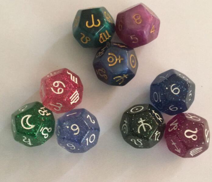 

3pcs Multicolor 12 Sided Resin Dice Astrology Tarot Constellation Divination Party Activity Gift Supply