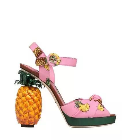 

Hot Sale-New Summer Sandals Tide Printed Peep Toe Sandals Shoes Woman Designer High Strange Heels Chic Woman Shoes Party Ankle Strap, Multi