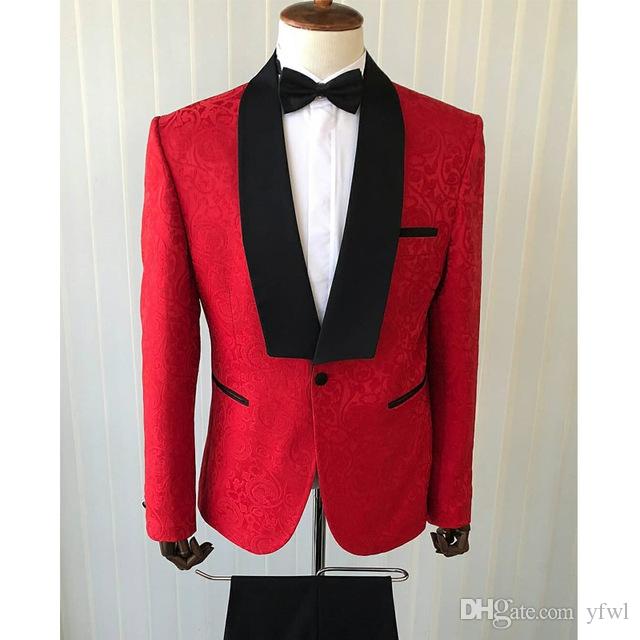

Red Jacquard tuxedos groom wedding men suits mens wedding suits tuxedo costumes de smoking pour hommes men(Jacket+Pants+Tie) 043, Same as image