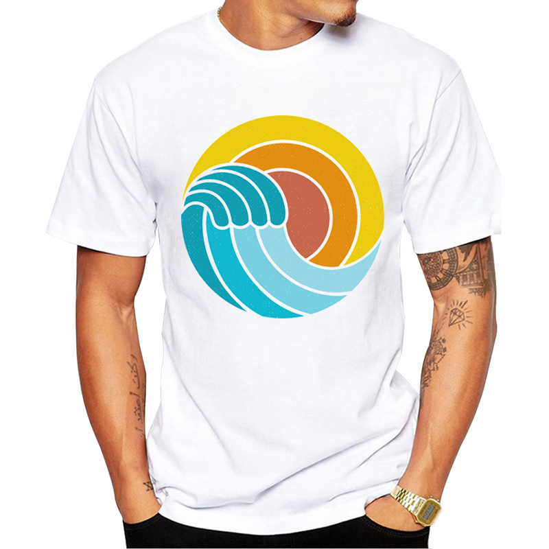 Printed T-Shirt,Hawaiian Sundown Ocean Fashion Personality Customization