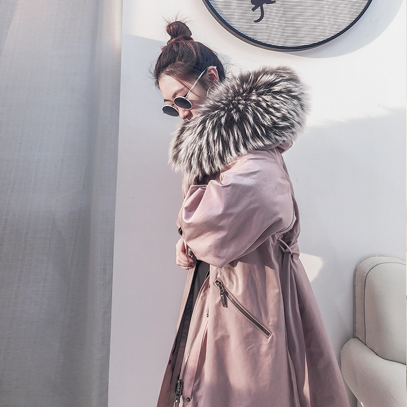 

Winter 2020 Rex Real Fur Coat Women Korean Warm Parka for Womens Clothing Manteau Femme YY228, Pink
