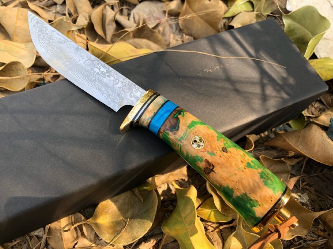 

New Arrival Fixed Blade Straight Knife VG10 Damascus Steel Drop Point Blade Wood Handle Kitchen Knives With Leather Sheath