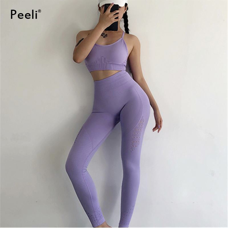 

2 Piece Yoga Set Sport Wear Women Sports Suit Fitness Gym Clothing Seamless Sports Bra Leggings Workout Running Tracksuits, Black