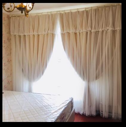 Finished curtains Simple bedroom warm Korean Princess wind shading floor Gauze curtain-image-497746865