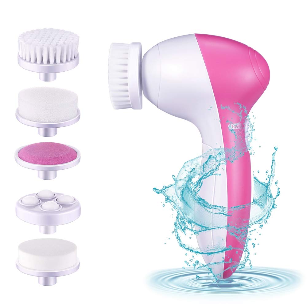 

Facial Cleansing Face Brush Waterproof Cleansing Brush Set 2 Speeds With 5 Brush Heads Facial Beauty Face Cleansing Brushes