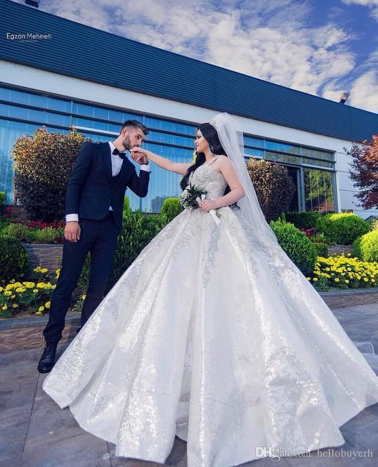 

Lace Ball Gown Sequined Berta Wedding Dresses Elegant Sweetheart Vestido De Novia De Sirena Wedding Guest Dress With Beads 2019, Same as image