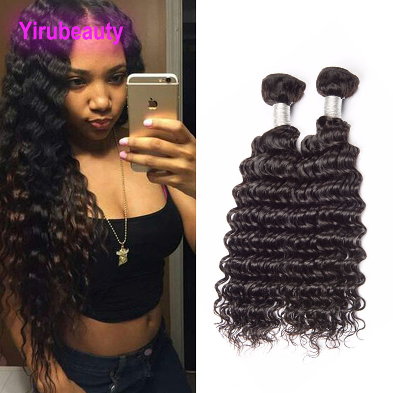 

9A Indian Raw Virgin Hair Two Bundles Deep Curly Wave 8-30inch Human Hair Extensions Natural Black Deep Wave 2 Pcs, Natural color