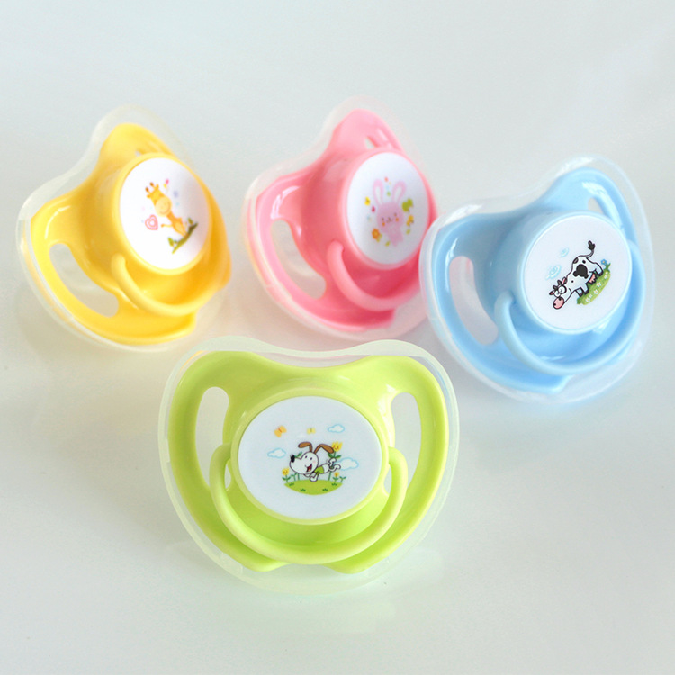 

1PC 4 Colors Baby Cotton Animals Printing Pacifiers Safe Grade Silicone Cute Baby Round and Flat Nipples Pacifiers