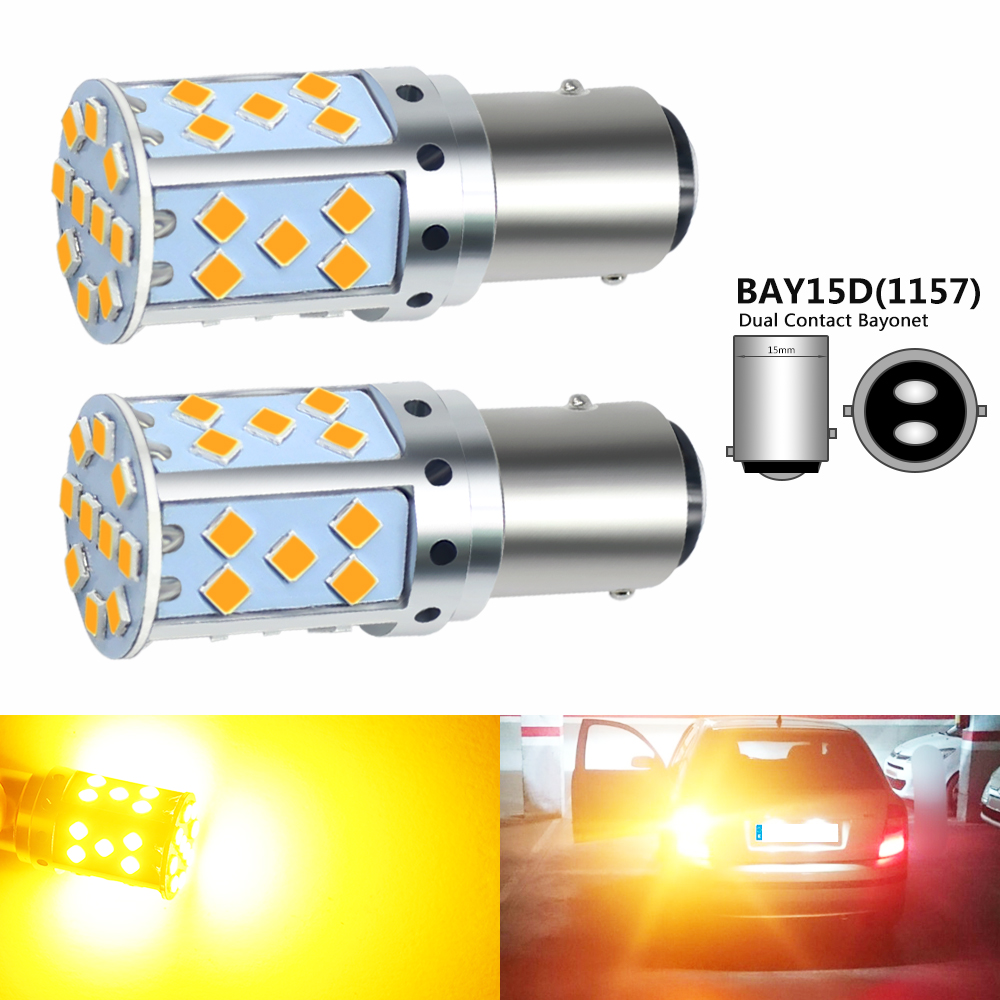 

SO.K 9-30V 15W BAY15D LED 1157 LED 3030 Chips 35 SMD Bulbs Car Auto Reverse Lights Turn Signal Backup Lights Yellow DC 12V, As pic