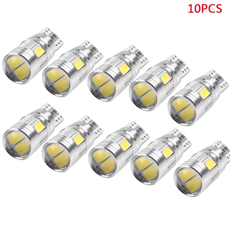 

10 Pcs T10 6SMD 5630 LED Wedge Light White Car Side Bulbs Canbus Error Free, As pic